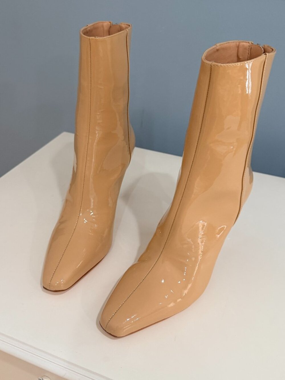 BLACK SUEDE STUDIO Laura Bootie in Porcini Patent - size 38 nude